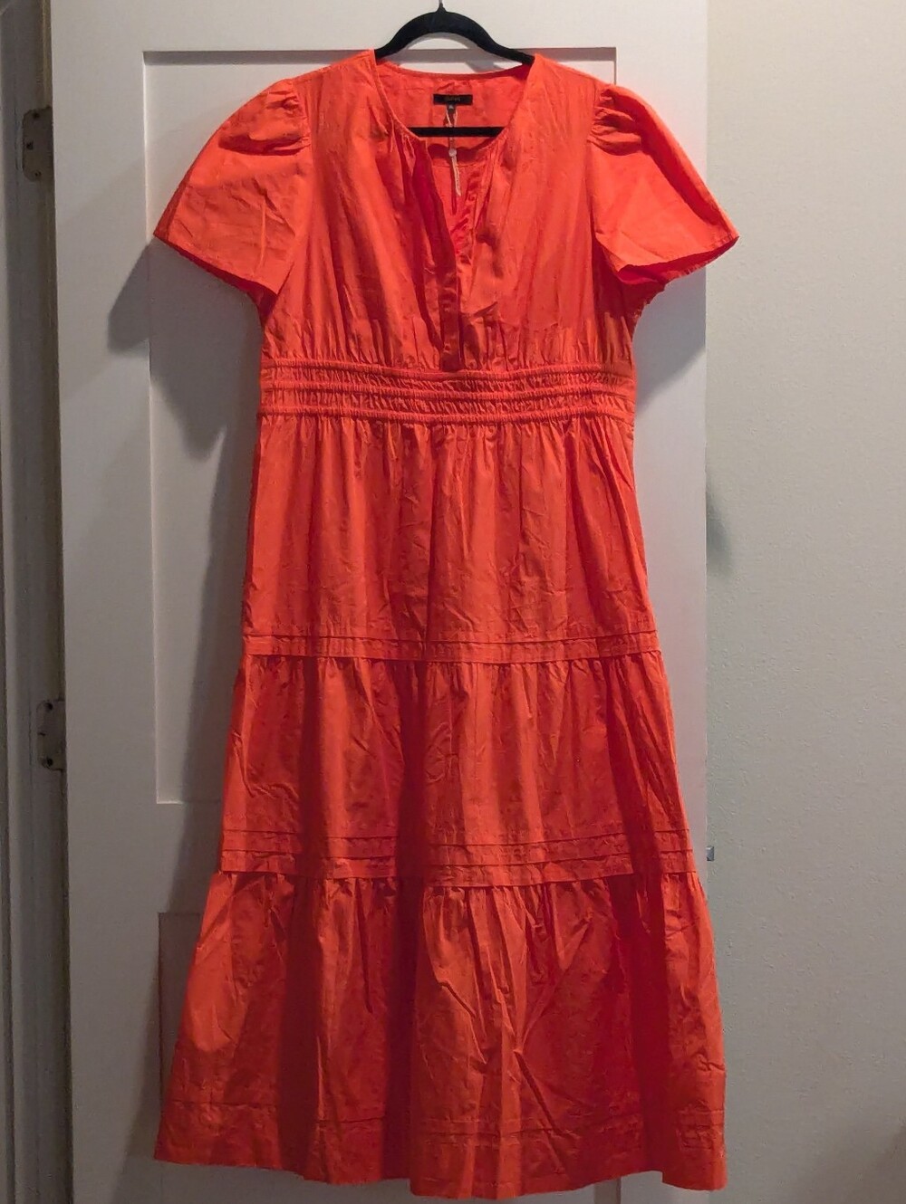 Quince 100% Organic Cotton Poplin Tiered Maxi Dress Orange XL
